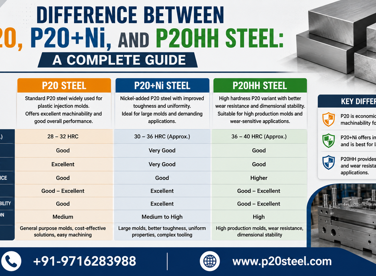 Difference between P20, P20+Ni, and P20HH Steel: A Complete Guide