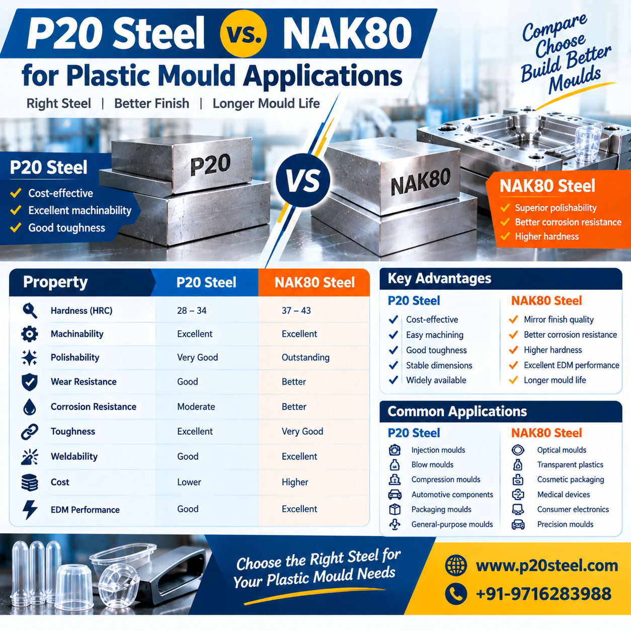 P20 Steel vs. NAK80 for Plastic Mould Applications